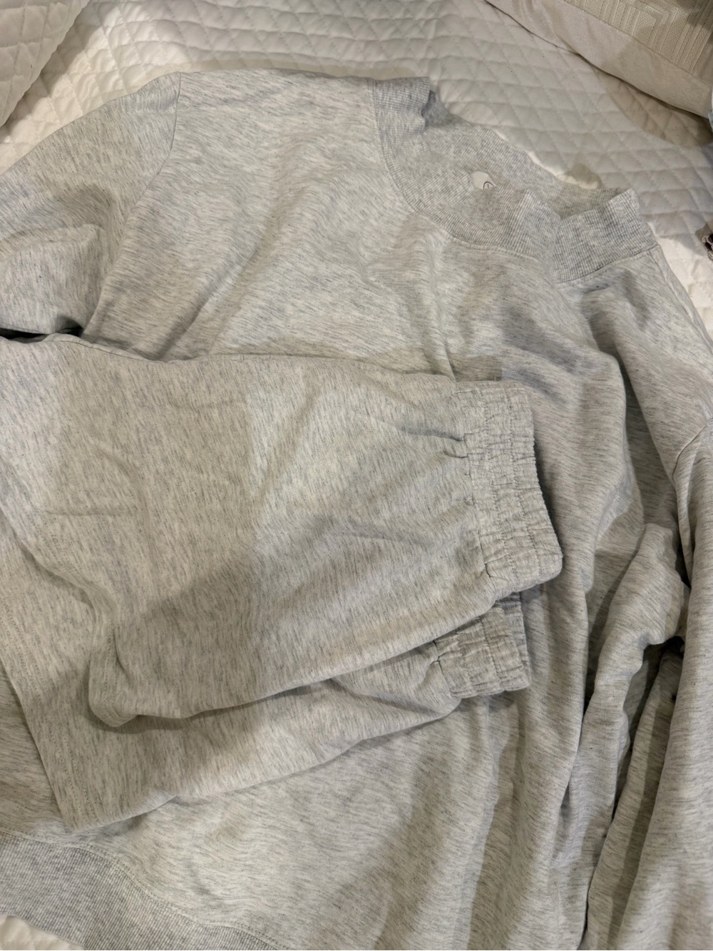 Light Gray Cozy Sweatshirt Set Large Top Small Bottoms